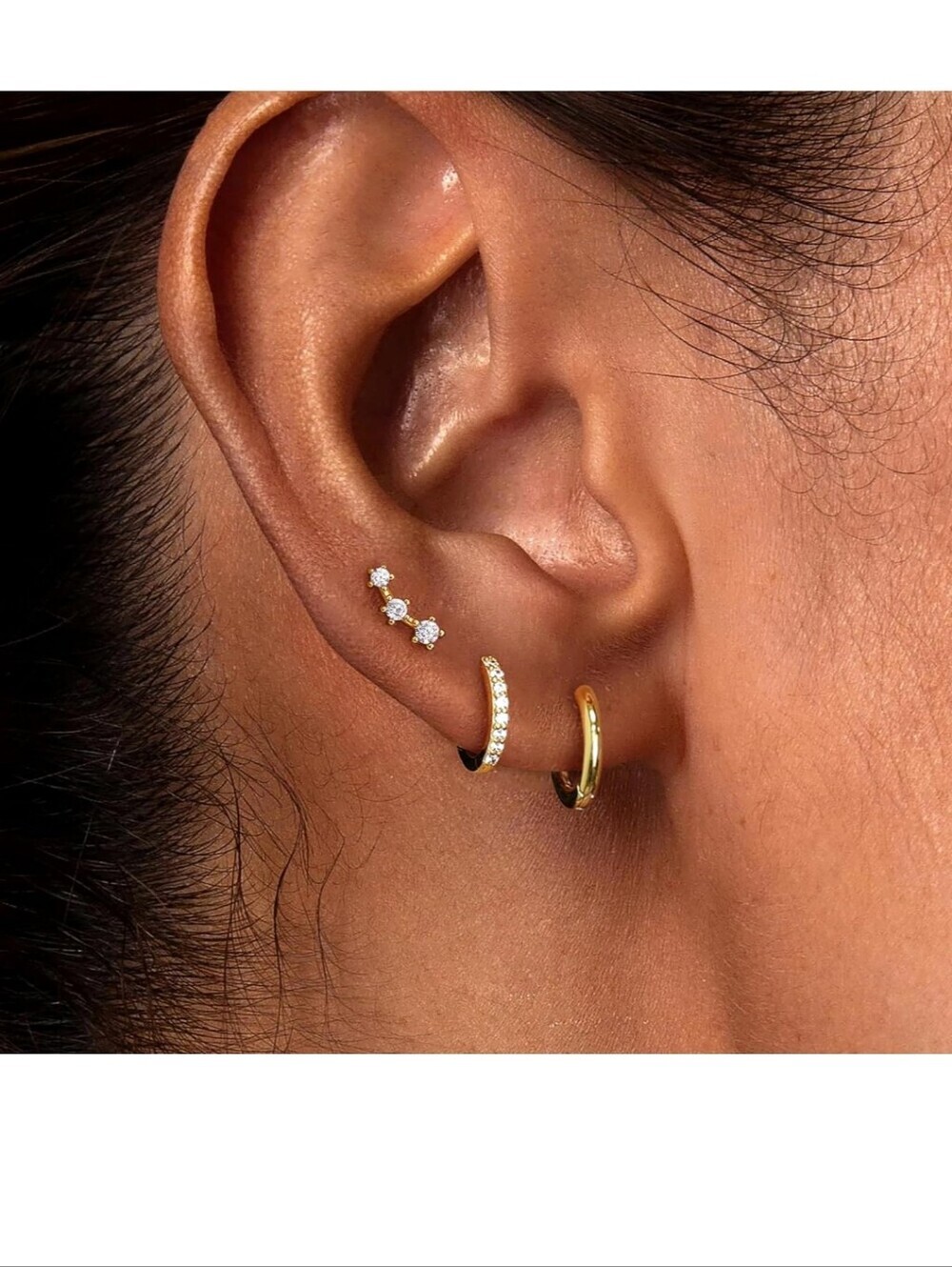 Gold Cubic Zirconia Huggie Earrings - Elegant Gold Tone